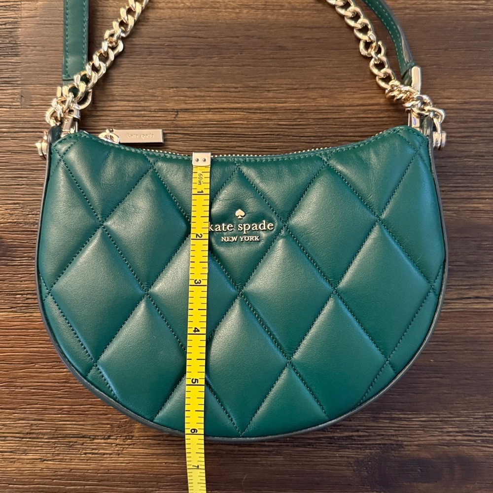 Kate Spade Carey Green Smooth Quilted Leather Zip Top Crossbody Bag NWOT - Picture 11 of 13